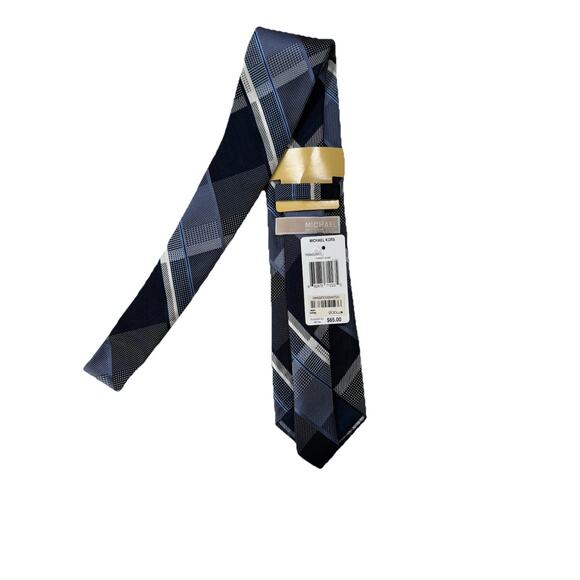 NWT MK Michael Kors Forest Plaid Blue Men’s Tie Classic Preppy Nautical $65 - Picture 1 of 5
